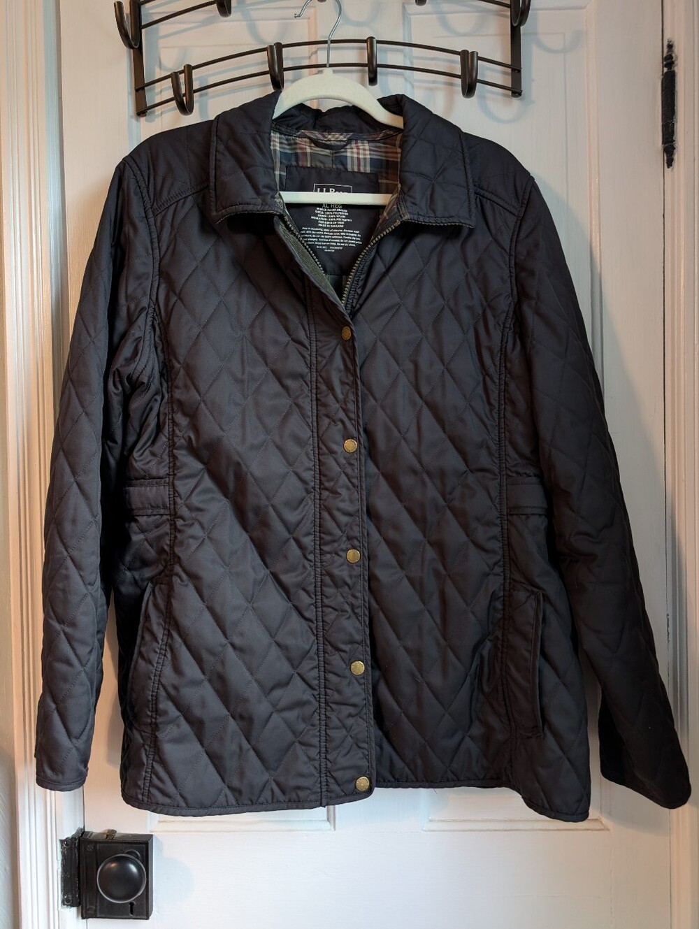 LL Bean Quilted Jacket, XL, Black